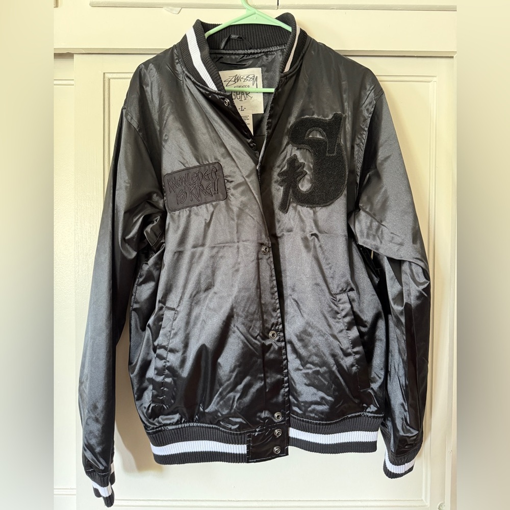 Stussy Charcoal Satin Bomber Jacket